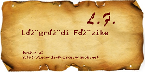 Légrádi Füzike névjegykártya